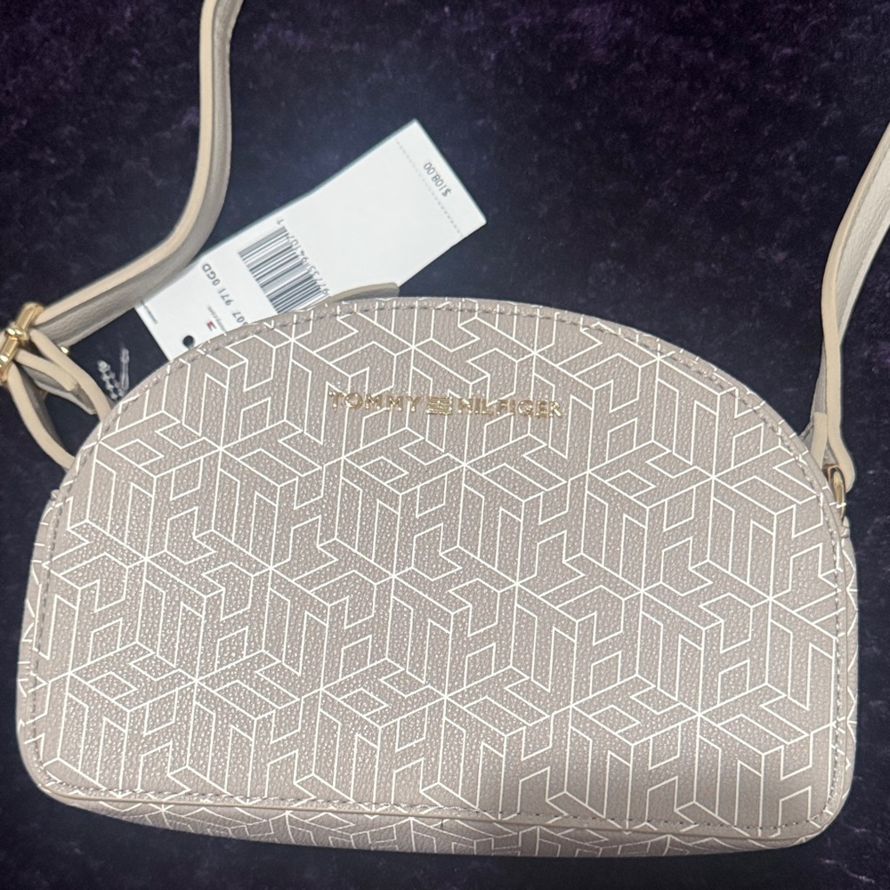 Tommy Hilfiger Cream Patterned Crossbody Bag